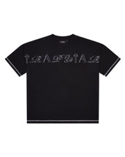 Sattars World Patchwork Script T-Shirt - Black