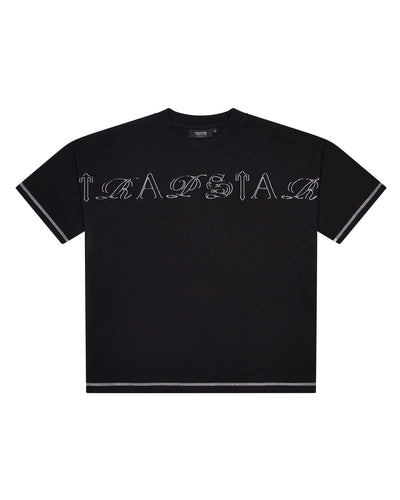 Sattars World Patchwork Script T-Shirt - Black