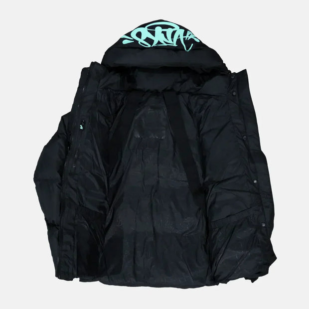 Sattars World Logo Puffer Jacket - Black / Teal