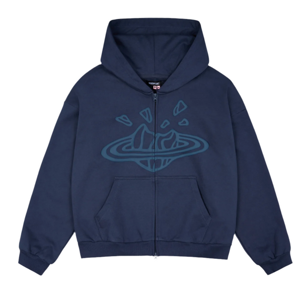 Sattars World Broken Planet Zip Up Hoodie Deep Navy