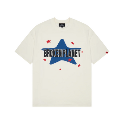 Sattars World Broken Planet Star T-Shirt Vanilla White