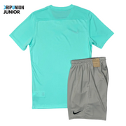 Sattars World Nike Junior Dri-Fit Tshirt / Shorts Set - Hyper Turquoise / Grey