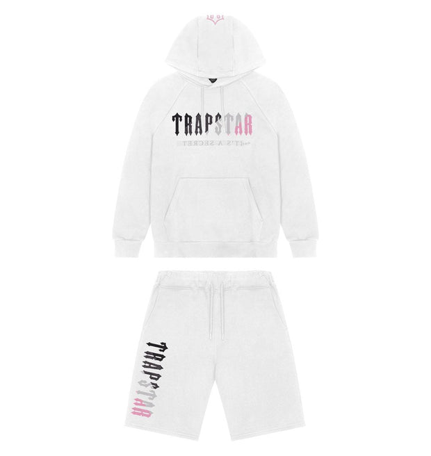 Sattars World Trapstar London  Hooded Short Set – White/Pink