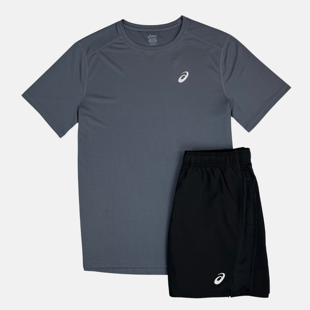 Sattars World Asics Core T-Shirt / Shorts Set - Grey/Black