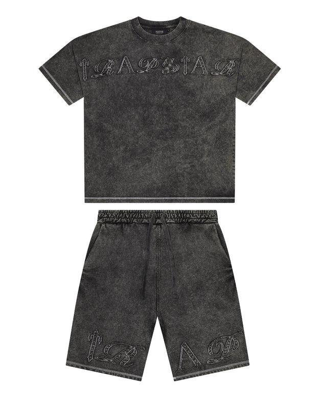 Sattars World Patchwork Script Short - Grey