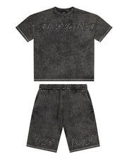 Sattars World Patchwork Script T-Shirt - Grey