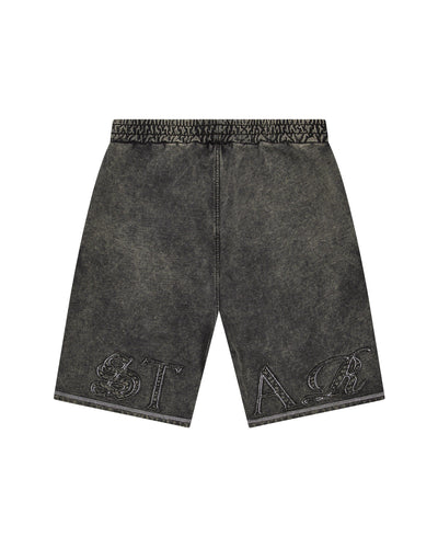 Sattars World Patchwork Script Short - Grey