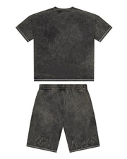 Sattars World Patchwork Script Short - Grey