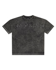 Sattars World Patchwork Script T-Shirt - Grey