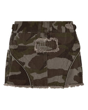 Sattars World Irongate T Womens Denim Zip Detail Mini Skirt - Brown Camo