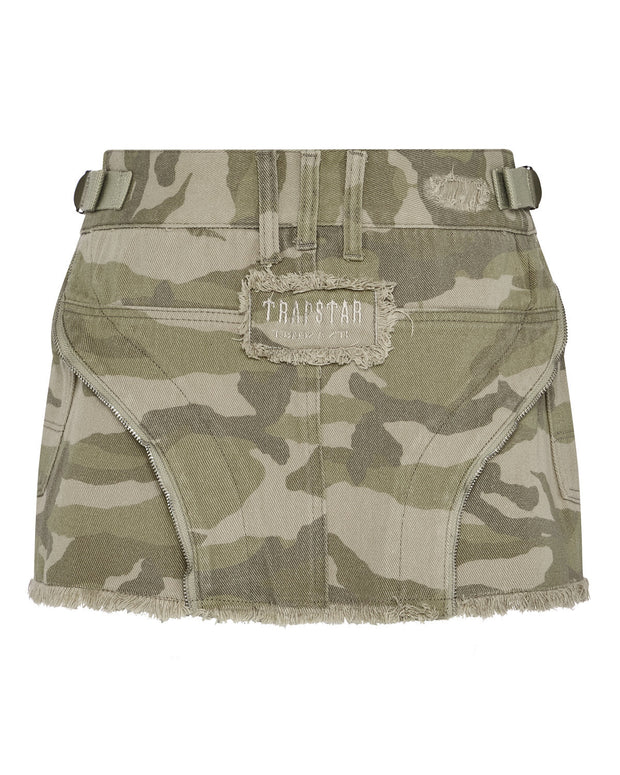 Sattars World Irongate T Womens Denim Zip Detail Mini Skirt - Desert Camo