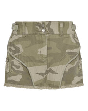 Sattars World Irongate T Womens Denim Zip Detail Mini Skirt - Desert Camo