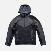 Sattars World Nike Tech Fleece Zip-Up Hoodie - Black / Smoke Grey / Crimson Red (New Season)