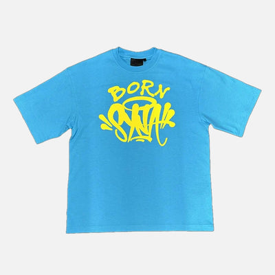 Sattars World Syna World Born Syna Logo T-Shirt - Blue / Yellow