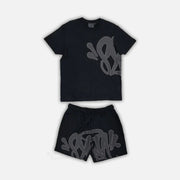 Sattars World Syna World T-Shirt & Shorts Logo Set - Black / Grey