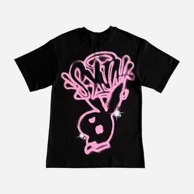 Sattars World Syna World Bunny T-Shirt - Black / Pink