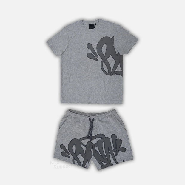 Sattars World Syna World T-Shirt & Shorts Logo Set - Grey / Black