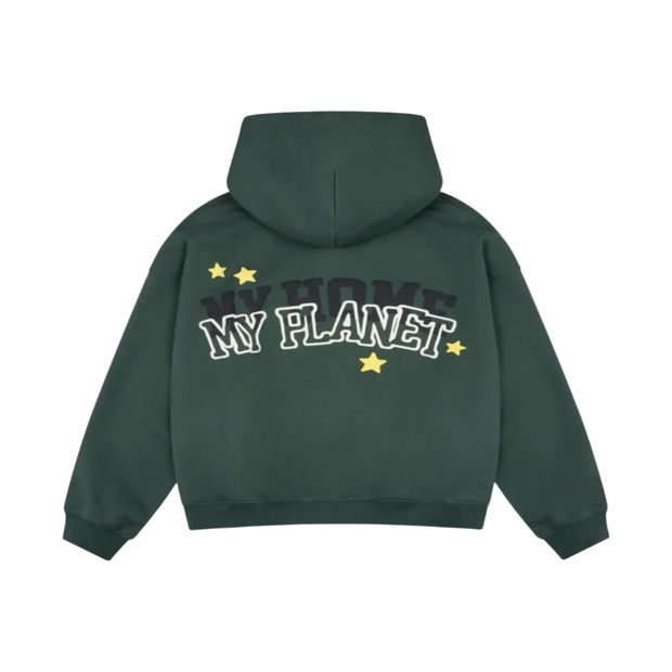 Sattars World Broken Planet Market My Planet Zip Up Hoodie Emerald Green