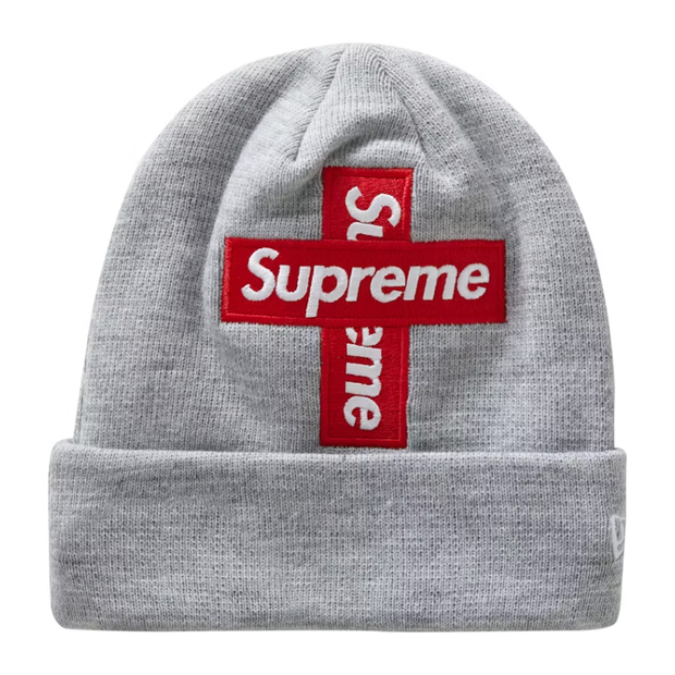 Sattars World Supreme New Era Cross Box Logo Beanie Heather Grey