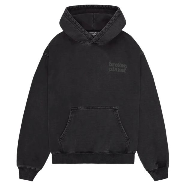 Sattars World Broken Planet Basics Washed Midnight Black Hoodie