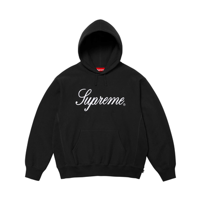 Sattars World Supreme Embroidered Script Hooded Sweatshirt Black