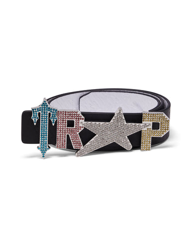 Sattars World Y2K Reversible Belt with Buckle - Multi Coloured Crystals