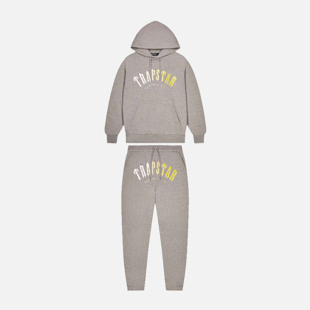 Sattars World Trapstar Irongate Arch Hooded Gel Tracksuit - Grey / Yellow