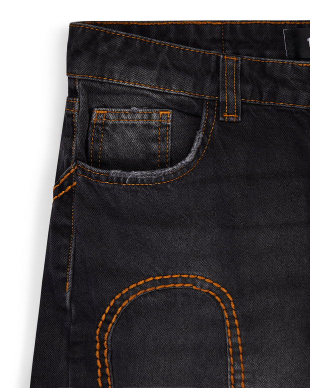 Sattars World Irongate T Panel Denim Jeans - Washed Black