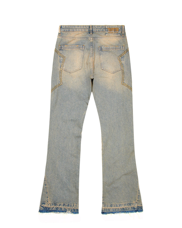 Sattars World Irongate Panel Denim Jeans - Sandy Blue