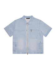 Sattars World Deconstruct Rivet Shirt - Blue