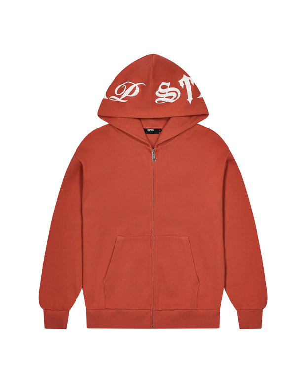 Sattars World Script Waffle Hoodie - Burnt Orange