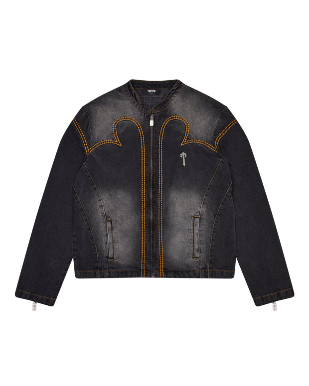 Sattars World Irongate T Panel Denim Jacket - Washed Black